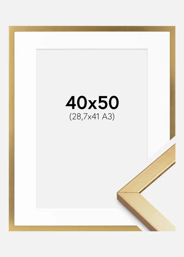 Ram med passepartou Fotokader Minerva Goud 40x50 cm - Passe-partout Wit 29,7x42 cm