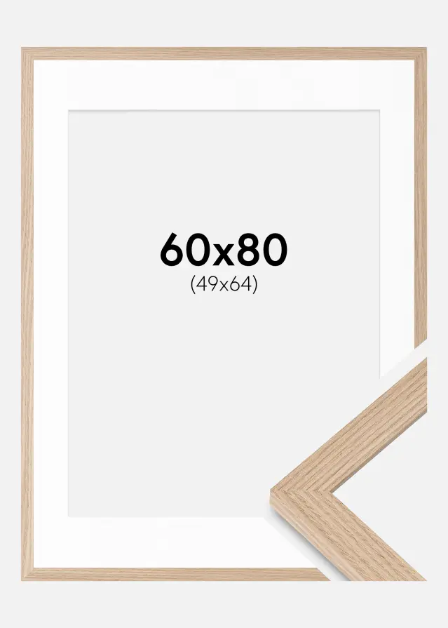 Ram med passepartou Fotokader BGA Classic Eik 60x80 cm - Passe-partout Wit 50x65 cm