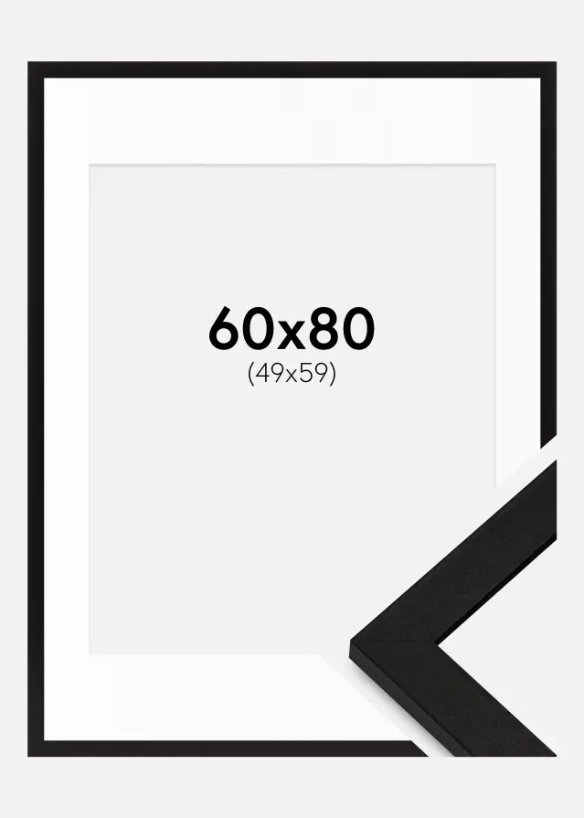 Ram med passepartou Fotokader BGA Classic Zwart 60x80 cm - Passe-partout Wit 50x60 cm