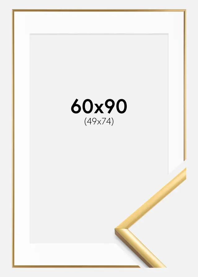 Ram med passepartou Fotokader New Lifestyle Gold 60x90 cm - Passe-partout Wit 50x75 cm