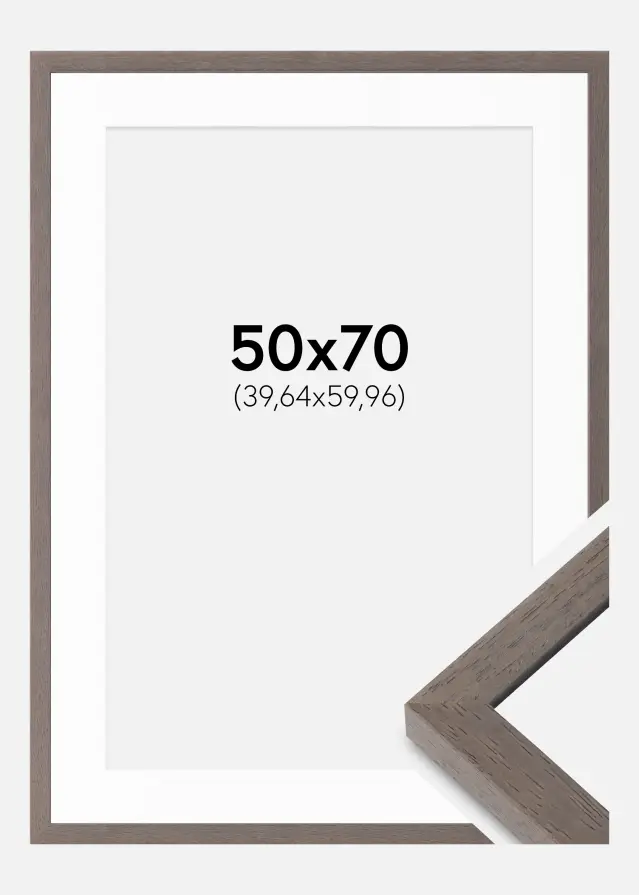 Ram med passepartou Fotokader Hermes Grijs 50x70 cm - Passe-partout Wit 16x24 inches