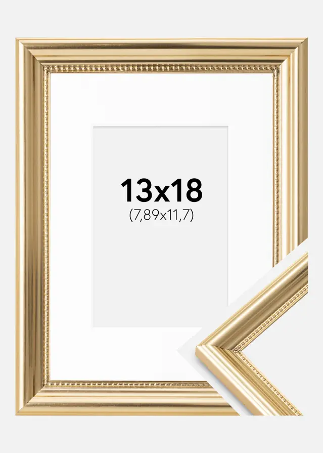 Ram med passepartou Kader Gala Goud 13x18 cm - Passe-partout Wit 3,5x5 inches