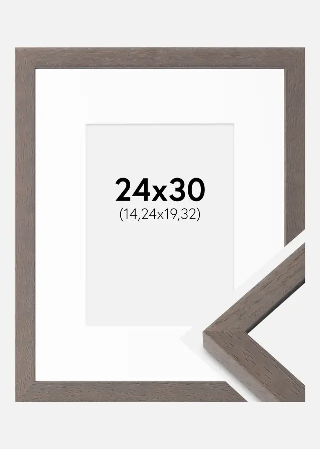 Ram med passepartou Fotokader Hermes Grijs 24x30 cm - Passe-partout Wit 6x8 inches