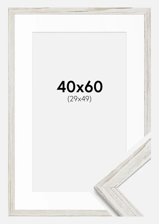 Ram med passepartou Fotokader Stilren Vintage Wit 40x60 cm - Passe-partout Wit 30x50 cm