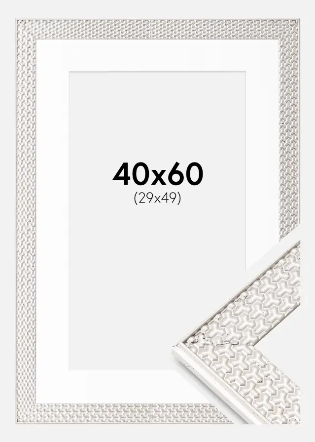 Ram med passepartou Kader Grace Zilver 40x60 cm - Passe-partout Wit 30x50 cm