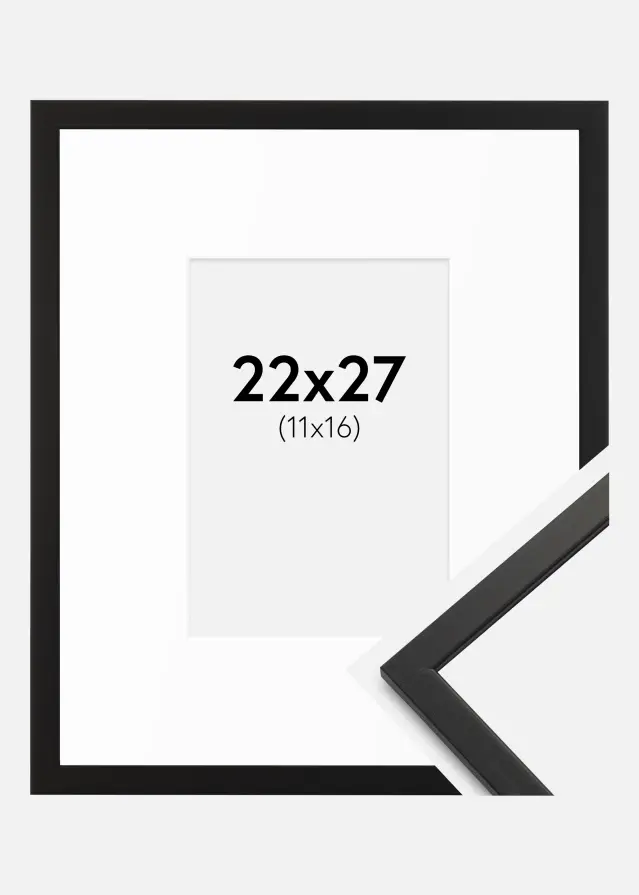 Ram med passepartou Fotokader Edsbyn Zwart 22x27 cm - Passe-partout Wit 12x17 cm