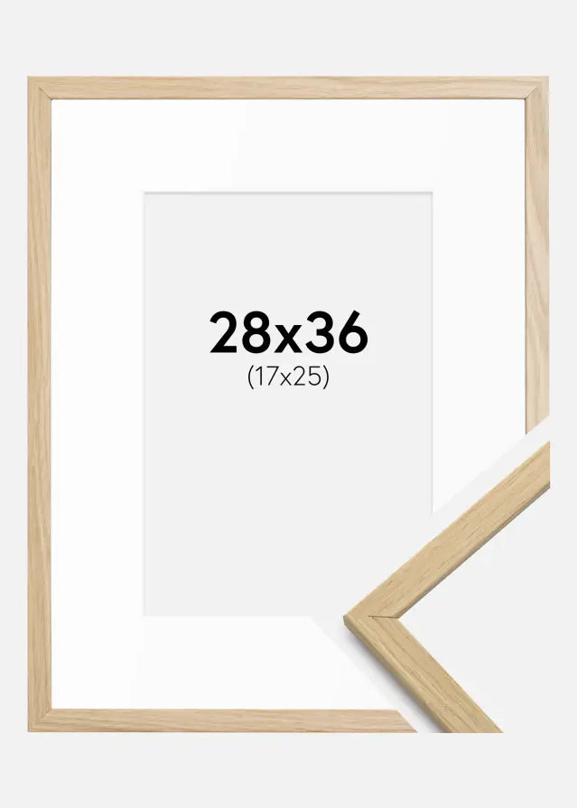 Ram med passepartou Fotokader Edsbyn Eik 28x36 cm - Passe-partout Wit 18x26 cm