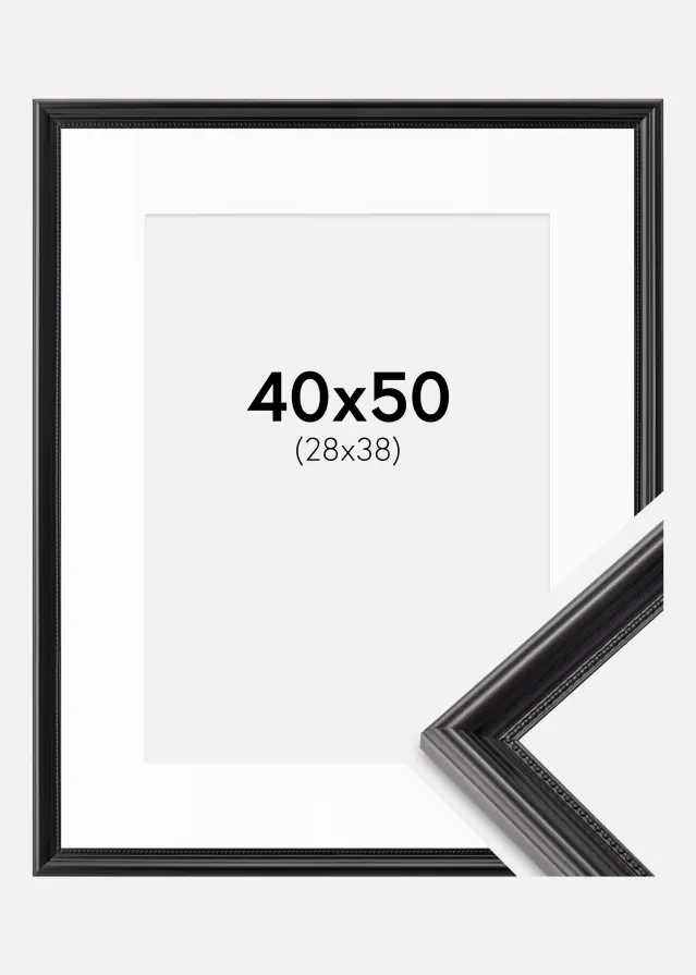 Ram med passepartou Fotokader Gala Zwart 40x50 cm - Passe-partout Wit 29x39 cm