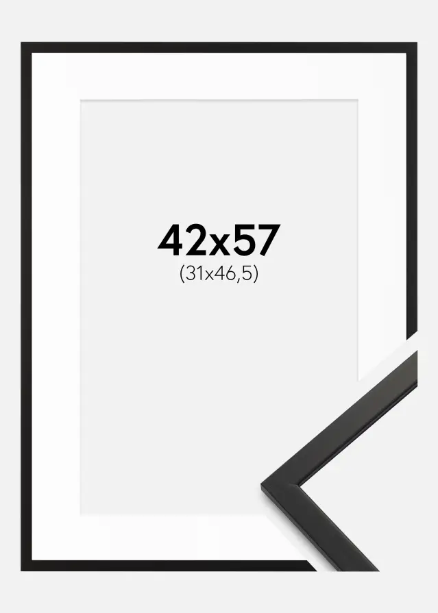 Ram med passepartou Fotokader Edsbyn Zwart 42x57 cm - Passe-partout Wit 32x47,5 cm