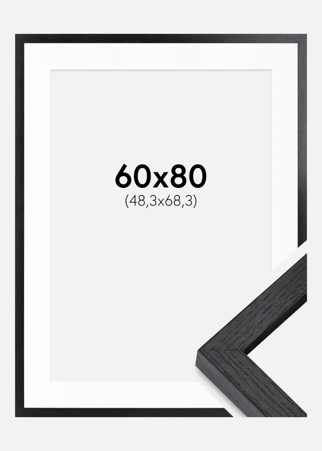 Ram med passepartou BGA Doos Fotokader Zwart 60x80 cm - Passe-partout Wit 49,3x69,3 cm