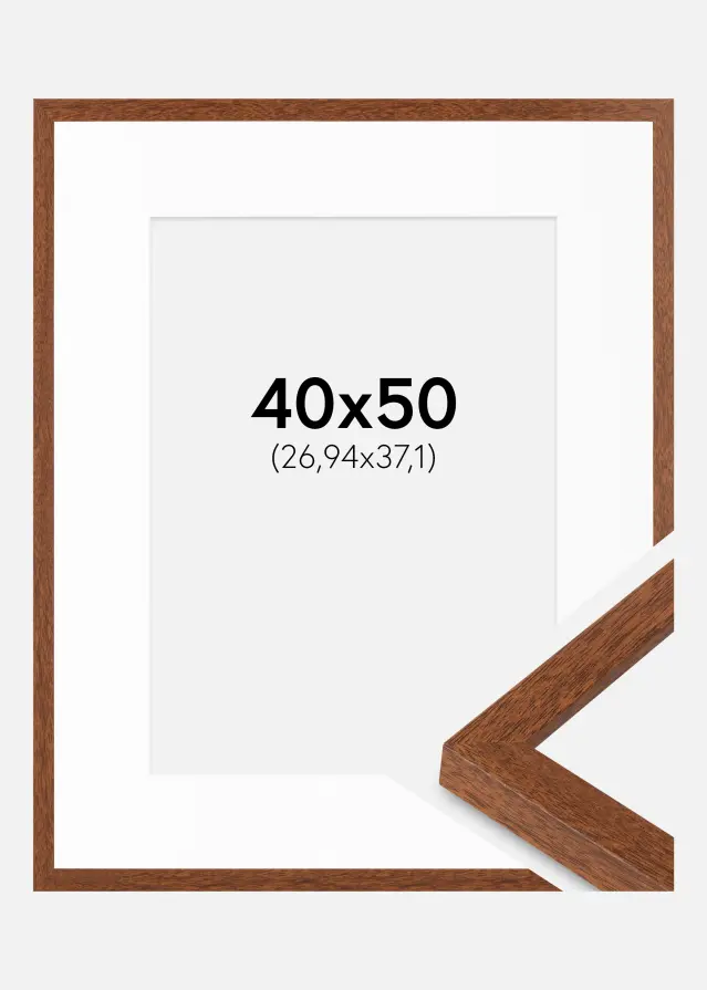 Ram med passepartou Fotokader Stilren warm bruin 40x50 cm - Passe-partout Wit 11x15 inches