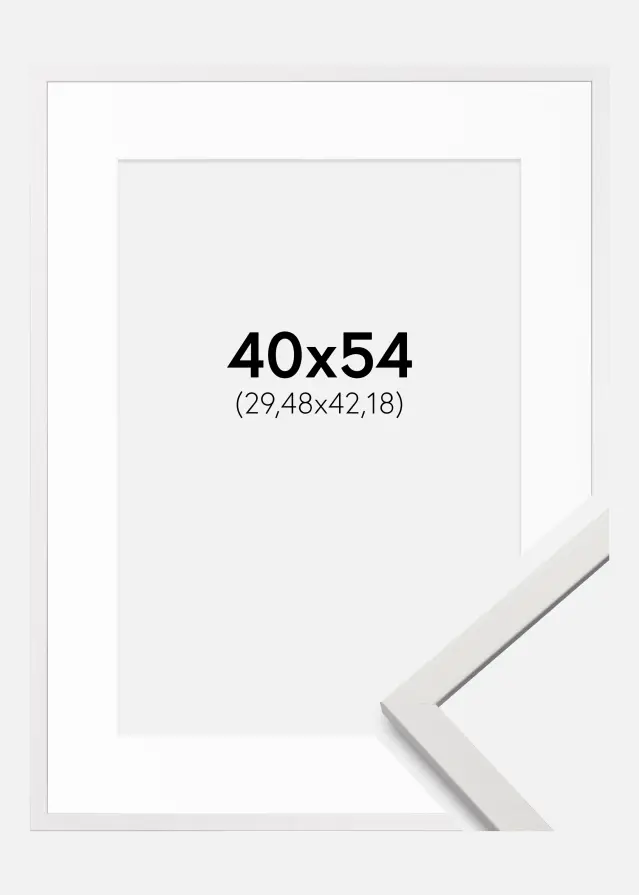 Ram med passepartou Fotokader Edsbyn Wit 40x54 cm - Passe-partout Wit 12x17 inches