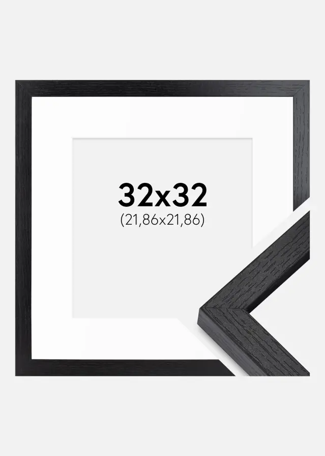 Ram med passepartou BGA Doos Fotokader Zwart 32x32 cm - Passe-partout Wit 9x9 inches