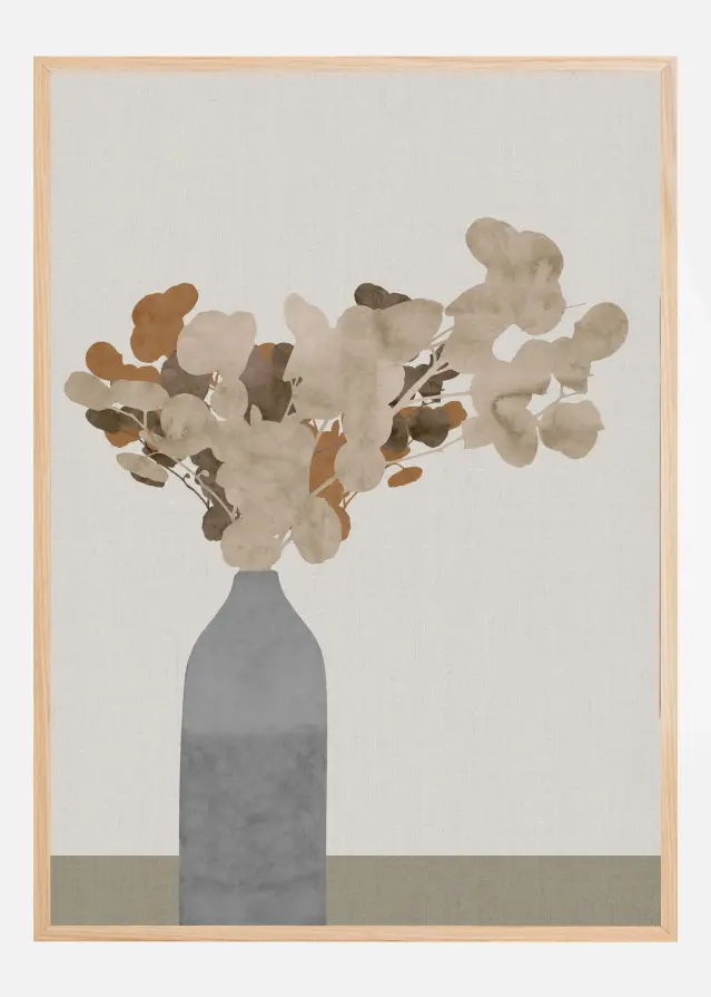 Bildverkstad Rust Brown Dried Flowers In Vase On Table Poster