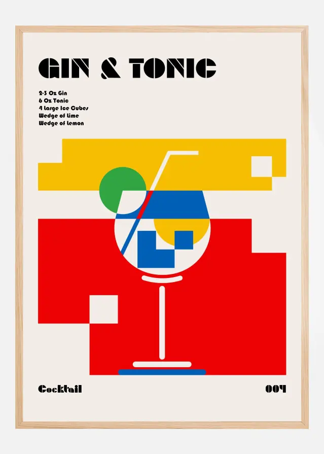 Bildverkstad Gin a Tonic Bauhaus Cocktail Poster
