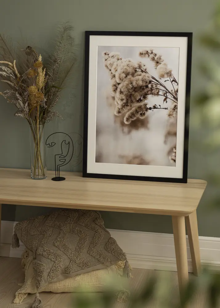 Ram med passepartou Fotokader zwart hout 37,5x98 cm - Passe-partout Wit 28x85 cm