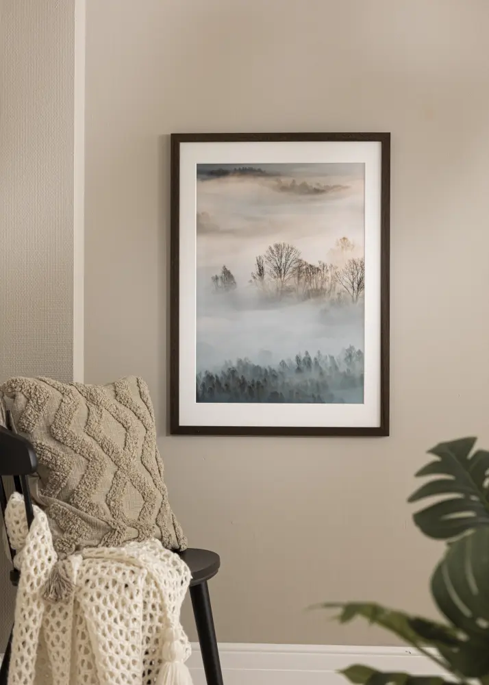 Ram med passepartou Fotokader bruin hout 45x90 cm - Passe-partout Wit 23x70 cm