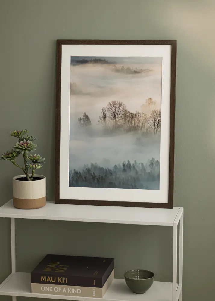 Ram med passepartou Fotokader bruin hout 45x90 cm - Passe-partout Wit 23x70 cm