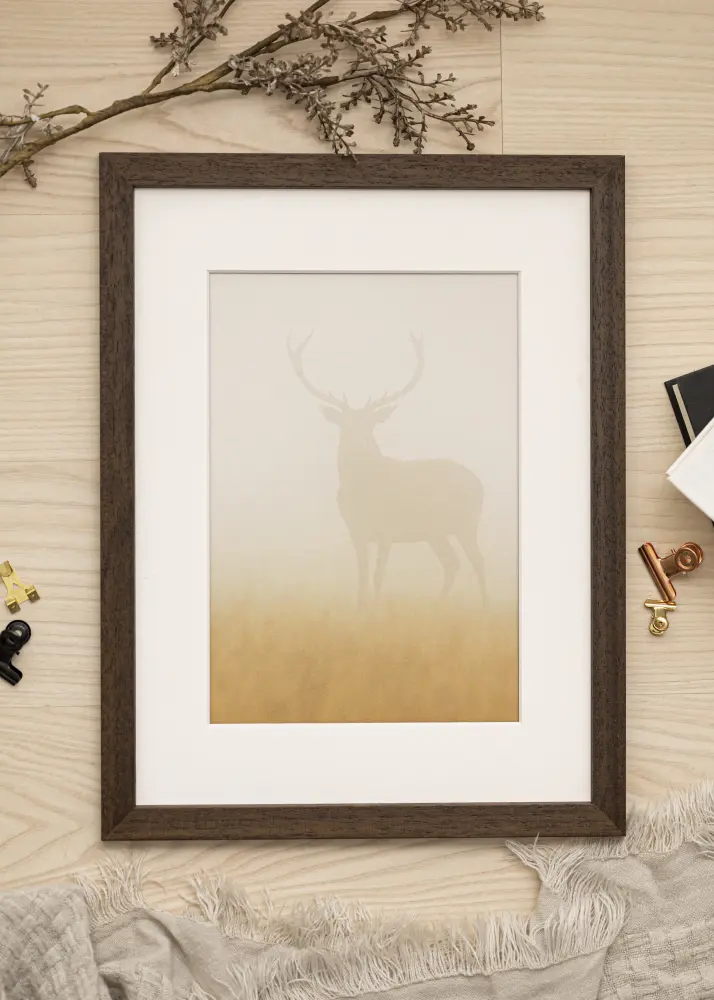 Ram med passepartou Fotokader bruin hout 45x90 cm - Passe-partout Wit 23x70 cm