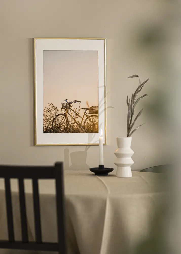 Ram med passepartou Fotokader New Lifestyle Gold 60x90 cm - Passe-partout Wit 40x70 cm