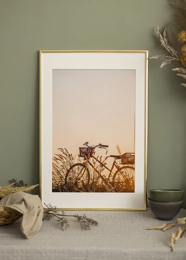 Ram med passepartou Fotokader New Lifestyle Gold 60x90 cm - Passe-partout Wit 40x70 cm