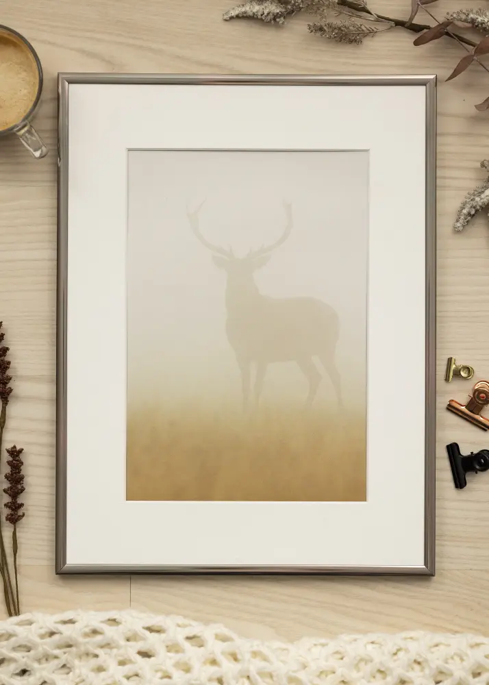 Ram med passepartou Fotokader New Lifestyle Staal 10x18 cm - Passe-partout Wit 8x10 cm