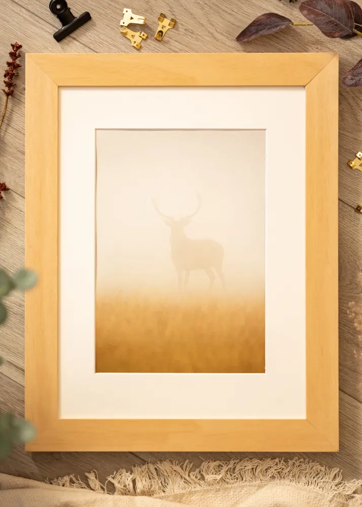 Ram med passepartou Fotokader Juno Hout 40x50 cm - Passe-partout Wit 31x41 cm
