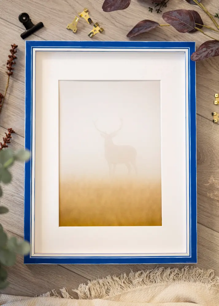 Ram med passepartou Fotokader Diana Blauw 59,4x84 cm - Passe-partout Wit 47x75 cm