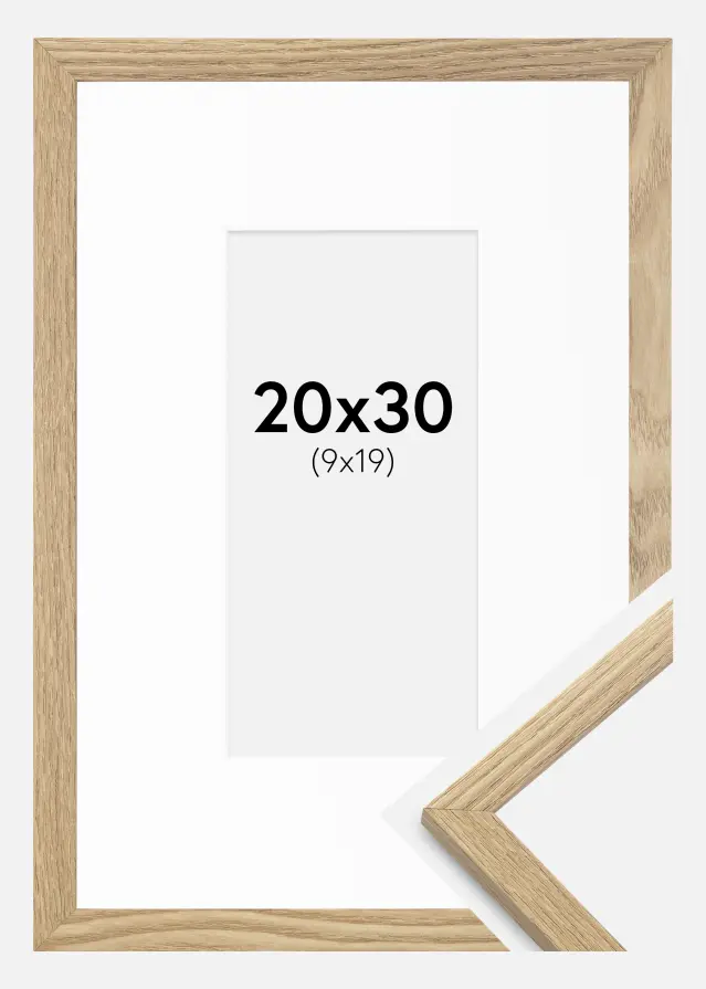 Ram med passepartou Kader Trendy Eiken 20x30 cm - Passe-partout Wit 10x20 cm