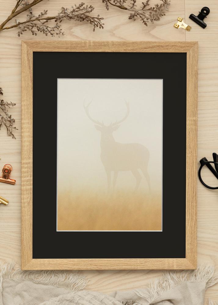 Ram med passepartou Kader Fiorito Licht Eiken 40x50 cm - Passe-partout Zwart 27,5x37 cm