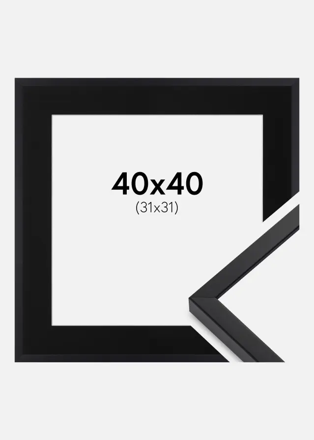 Ram med passepartou Kader E-Line Zwart 40x40 cm - Passe-partout Zwart 32x32 cm