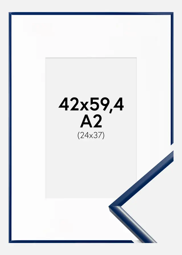 Ram med passepartou Kader New Lifestyle Blauw 42x59,4 cm (A2) - Passe-partout Wit 25x38 cm