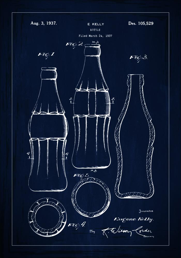 Bildverkstad Patenttekening - Coca Colafles - Blauw Poster