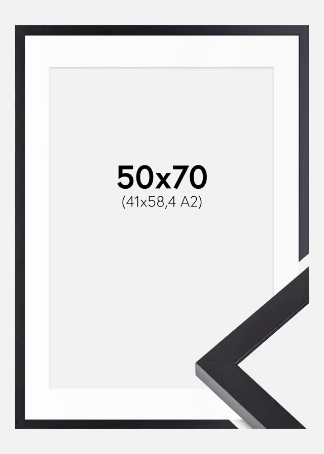 Ram med passepartou Kader Selection Zwart 50x70 cm - Passe-partout Wit 42x59,4 cm (A2)