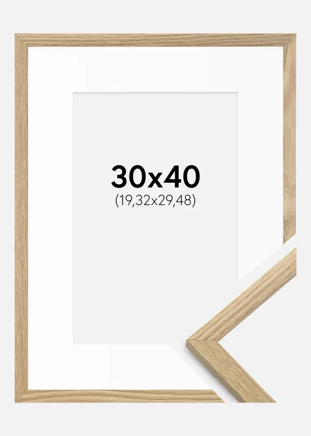 Ram med passepartou Kader Trendy Eiken 30x40 cm - Passe-partout Wit 8x12 inches