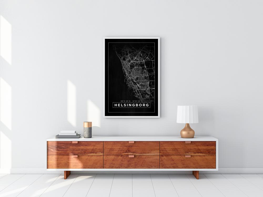 Bildverkstad Map - Helsingborg - Black Poster