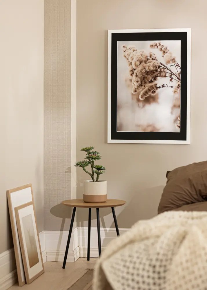 Ram med passepartou Kader White Wood 70x90 cm - Passe-partout Zwart 55x70 cm