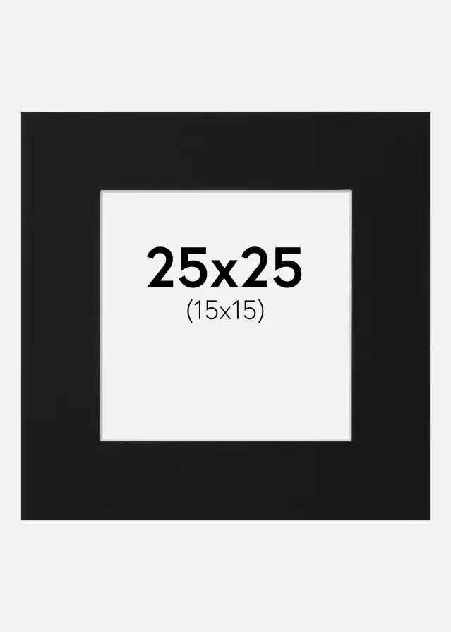 Artlink Passe-partout Zwart Standaard (Witte kern) 25x25 cm (15x15)