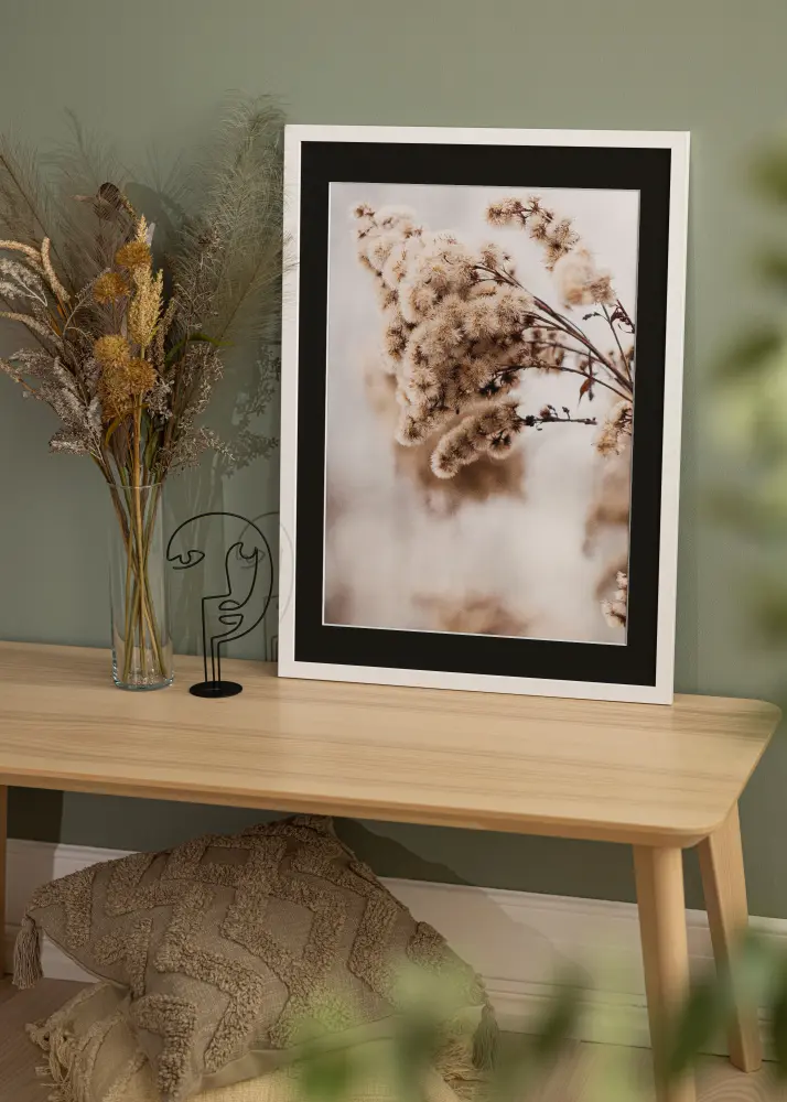 Ram med passepartou Kader White Wood 70x90 cm - Passe-partout Zwart 55x70 cm