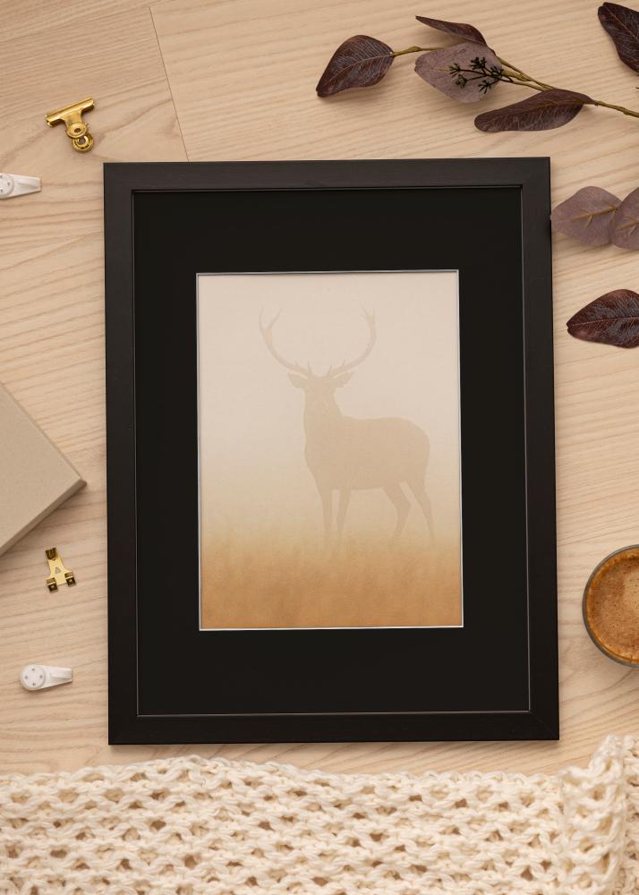 Ram med passepartou Kader Black Wood 70x90 cm - Passe-partout Zwart 60x80 cm