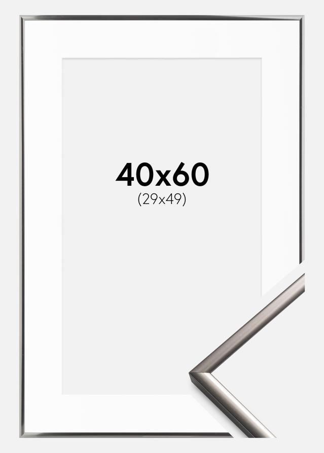 Ram med passepartou Kader New Lifestyle Staal 40x60 cm - Passe-partout Wit 30x50 cm