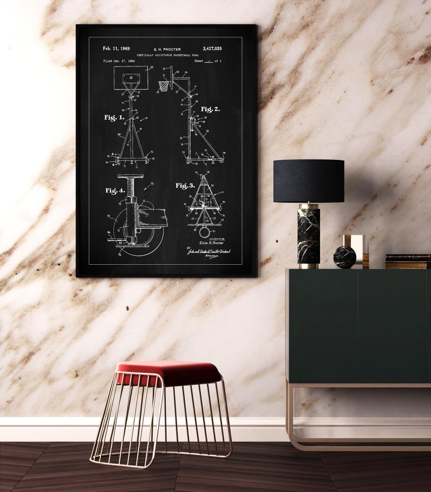 Bildverkstad Patent Print - Basketball - Black Poster