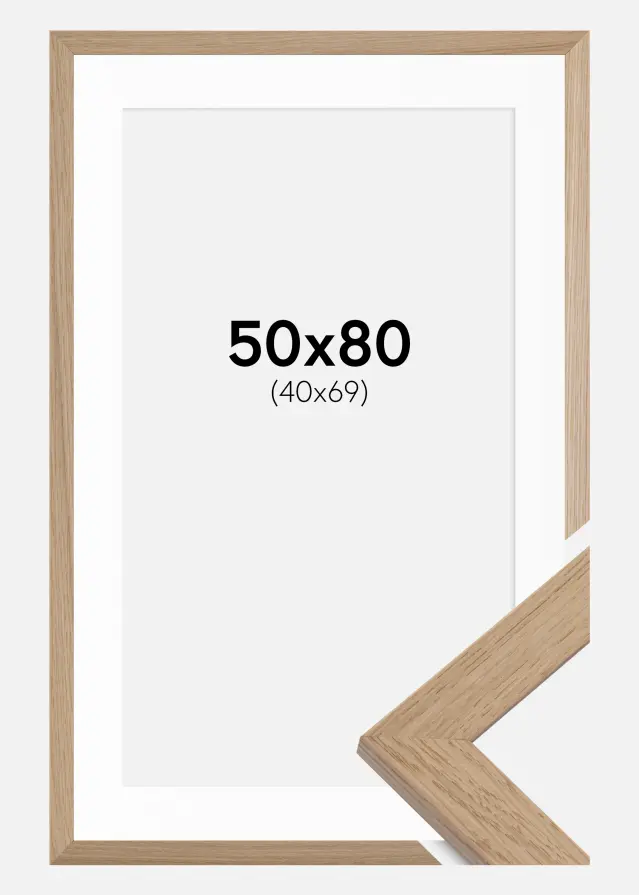 Ram med passepartou Kader Trendline Eiken 50x80 cm - Passe-partout Wit 41x70 cm