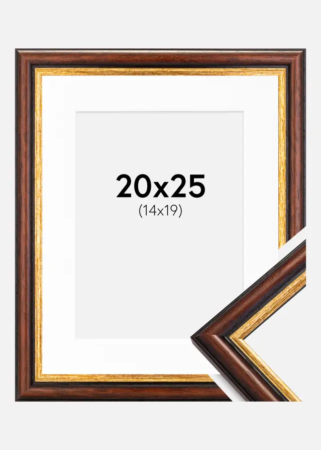 Ram med passepartou Kader Siljan Bruin 20x25 cm - Passe-partout Wit 15x20 cm