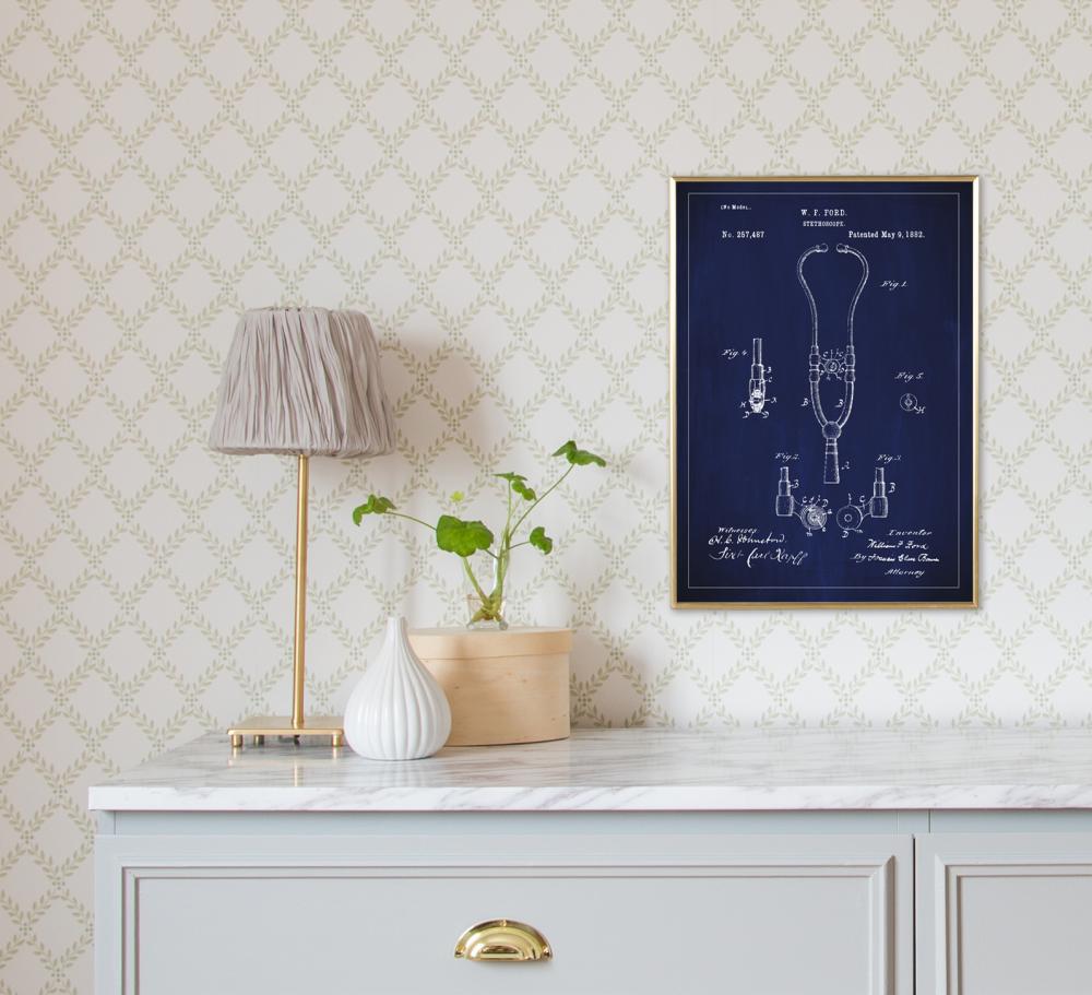 Bildverkstad Patenttekening - Stethoscoop - Blauw