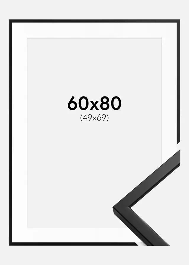 Ram med passepartou Kader Oslo Zwart 60x80 cm - Passe-partout Wit 50x70 cm