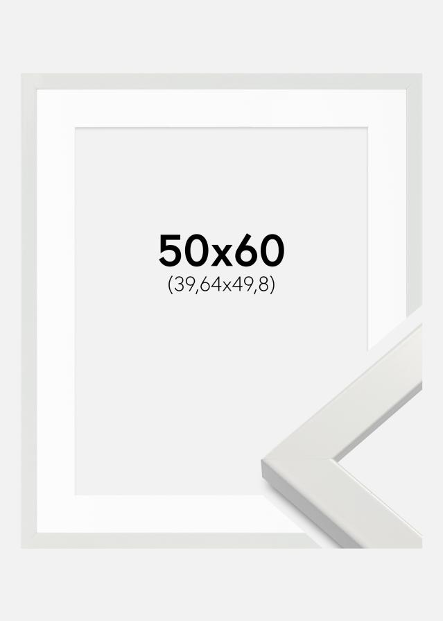 Ram med passepartou Kader White Wood Glossy 50x60 cm - Passe-partout Wit 16x20 inches