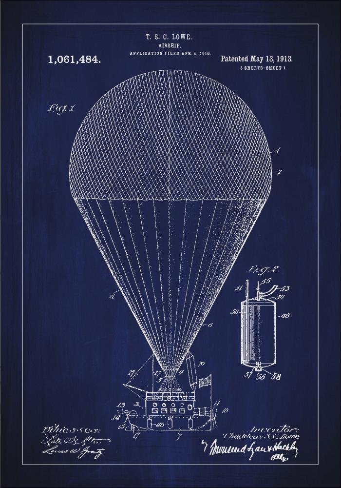 Bildverkstad Patenttekening - Luchtschip - Blauw Poster