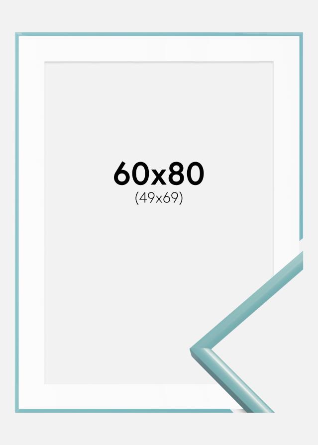 Ram med passepartou Kader New Lifestyle Turquoise 60x80 cm - Passe-partout Wit 50x70 cm