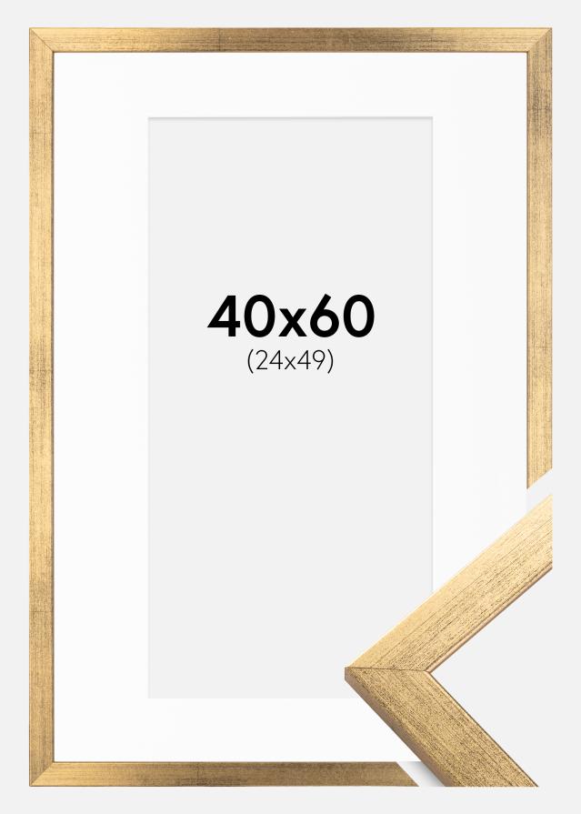 Ram med passepartou Kader Stilren Goud 40x60 cm - Passe-partout Wit 25x50 cm